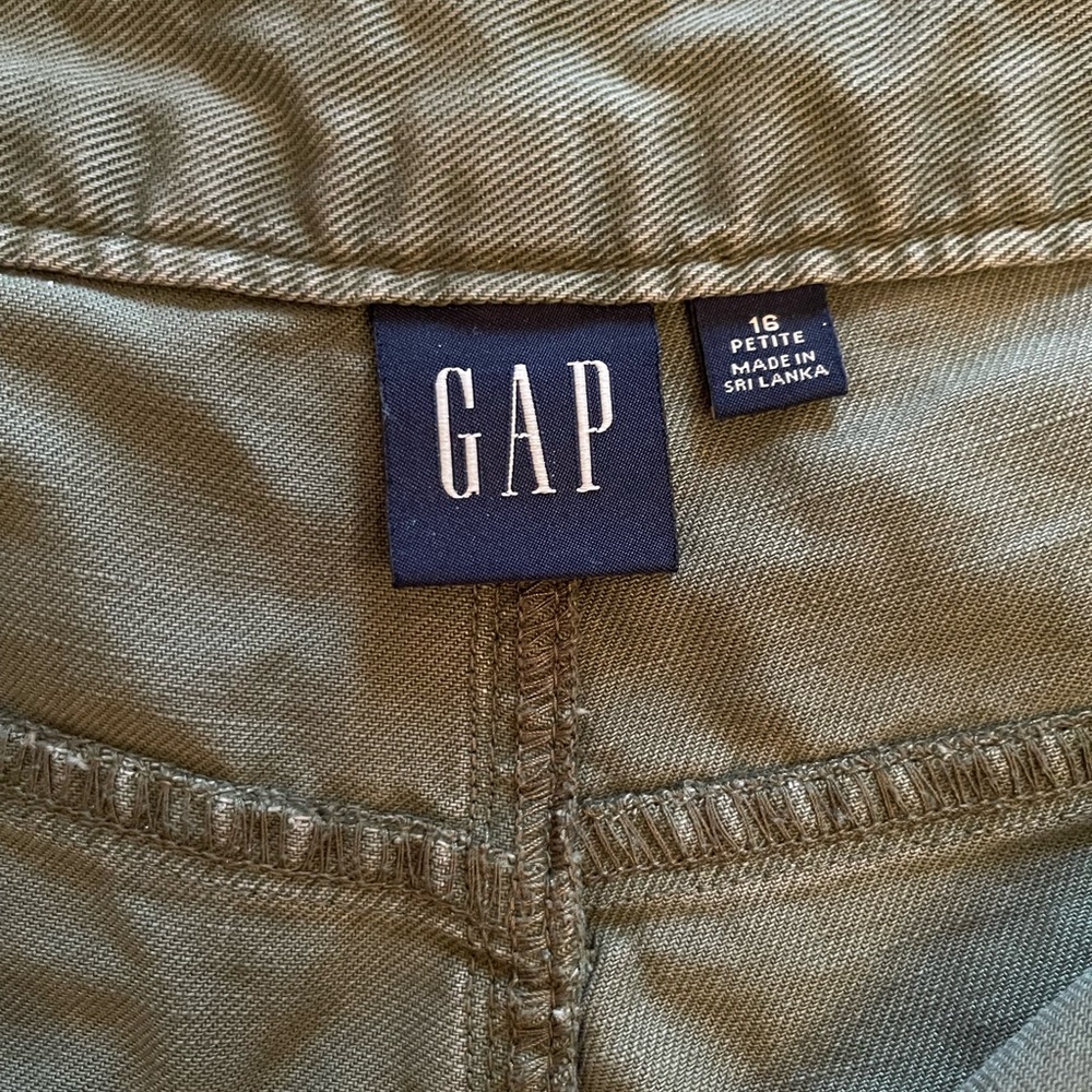 GAP Women’s Mid Rise Twill Barrel Pants 16 Petite Olive Green - Picture 3 of 11